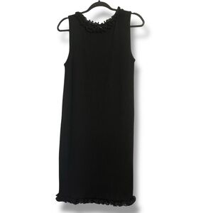 Vintage 80s Andrea Jovine Black Mini Dress with Ruffle Neckline and Bottom